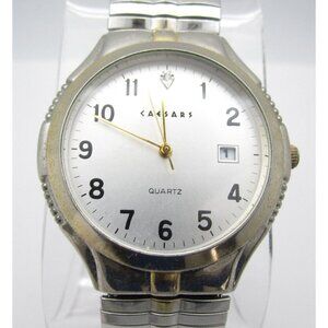 Men Caesars Date Quartz WR Analog 38mm Round Watch (H610) "New Battery"